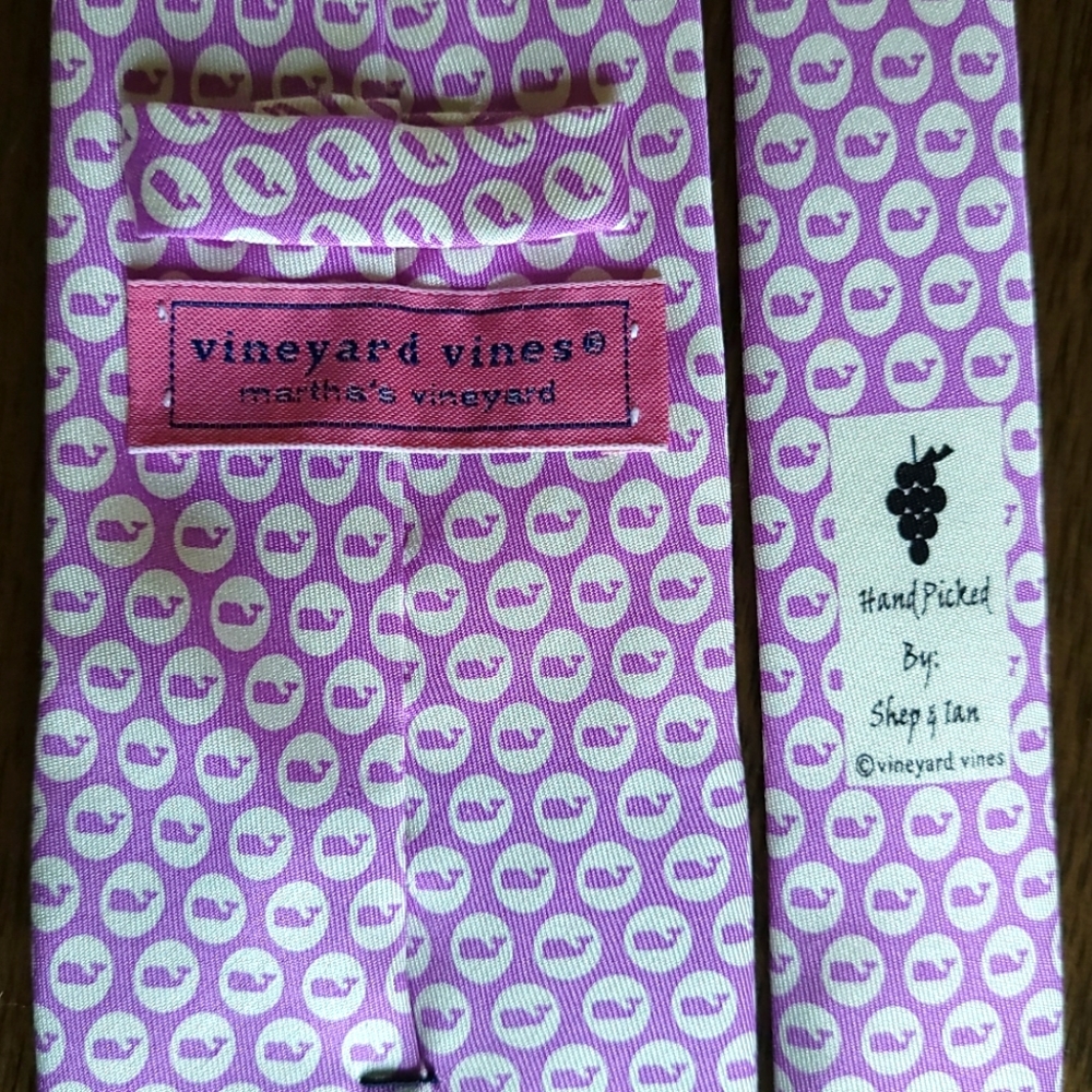 Vineyard Vines Purple Whale Tie "Handpicked by Shep and Ian"